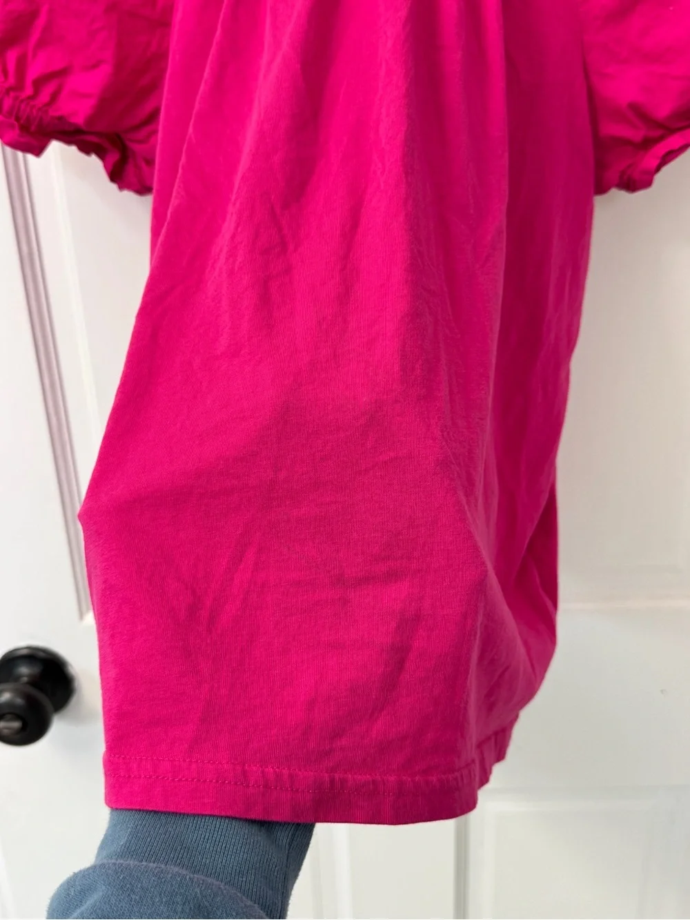 🌼 3/$15 J. Crew Fuchsia Puff-Sleeve Peasant Top S